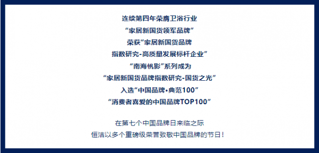 国货之光，品牌典范！恒洁以多项殊荣致敬中国品牌日