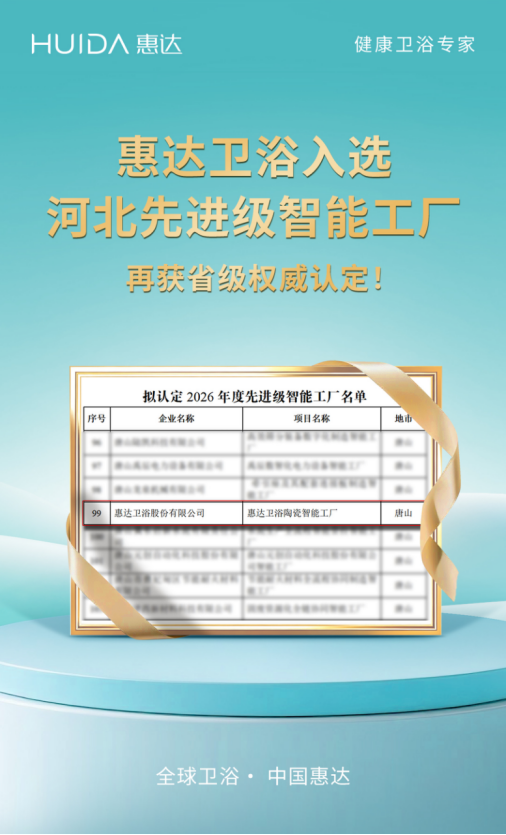 定稿 再获省级权威认定!惠达入选河北先进级智能工厂284 定稿 再获省级权威认定!惠达入选河北先进级智能工厂284